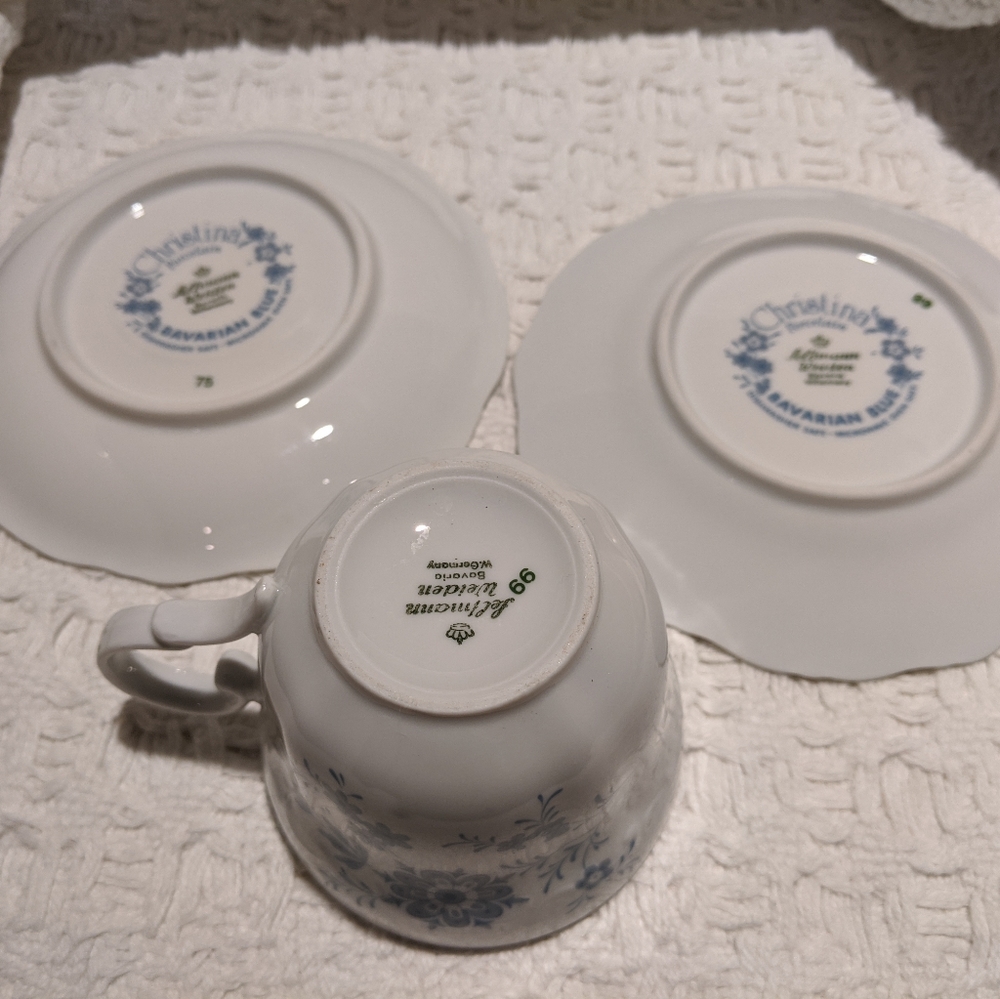 Seltmann Weiden Cup Saucer Bread Plate Blue - Picture 3 of 8